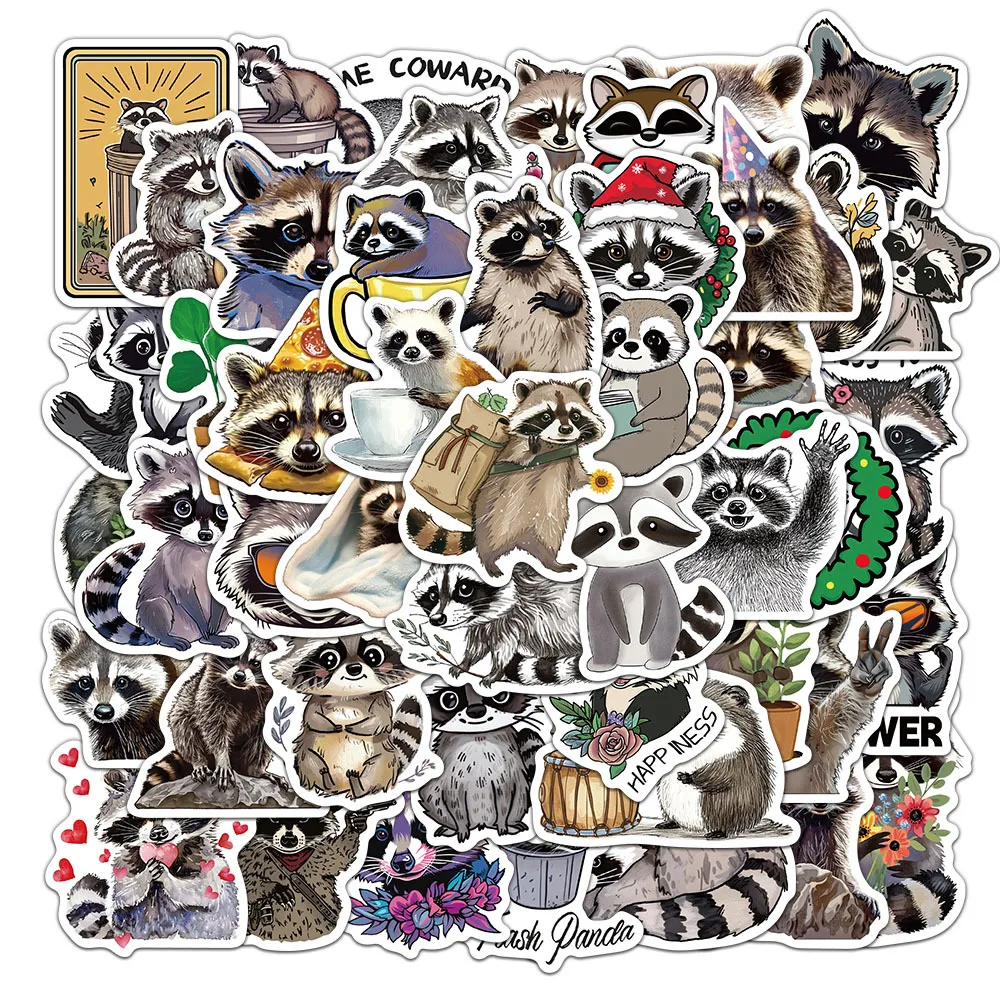 

10/50PCS Raccoon Waterproof Graffiti Sticker Aesthetic Scrapbook Decorative Luggage Laptop Cup Phone Guitar DIY Toys Stickers