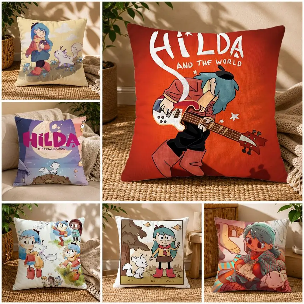 Animation-HildaS Cushion Cover Soft Short Plush Zippered Cushion Covers 40/45/50cm Square Decor for Sofa Home