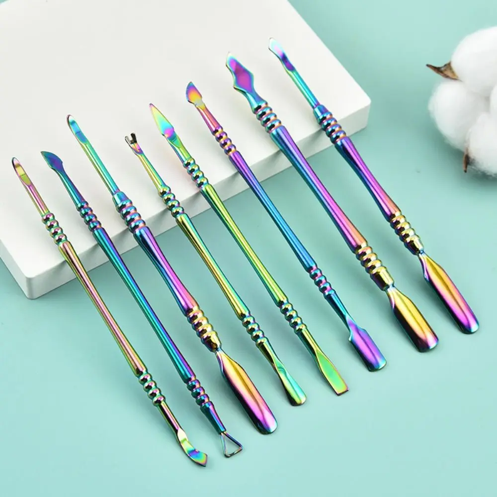 Double-Ended Nail Cuticle Pusher Remove Nail Polish Glue Exfoliating Skin Steel Push Dead Skin Remover Exfoliation Nail Art Tool