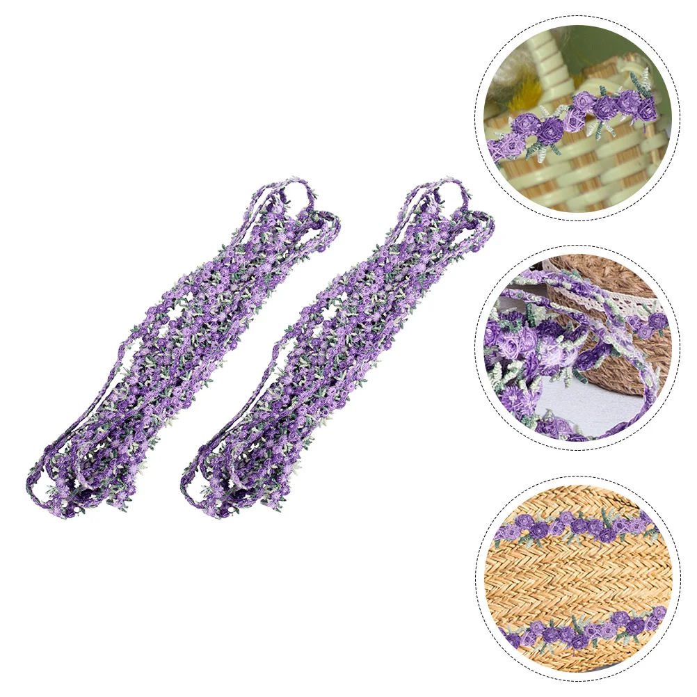 

2pcs Colorful Small Floral Lace Edging Soft Decorative Ribbon for DIY Wedding Hair Accessories Crafts Packaging
