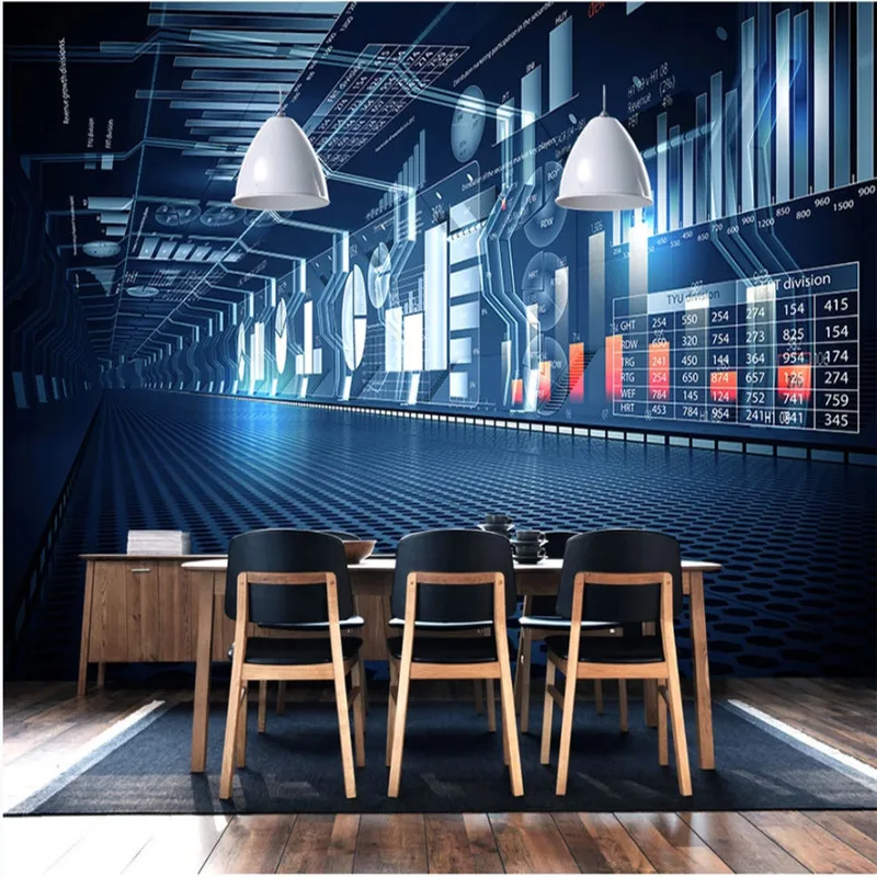 

Modern Technology Tunnel Mural Wallpaper Restaurant Cafe Bar KTV Industrial Decorative Background Wall Paper Papel De Parede 3D