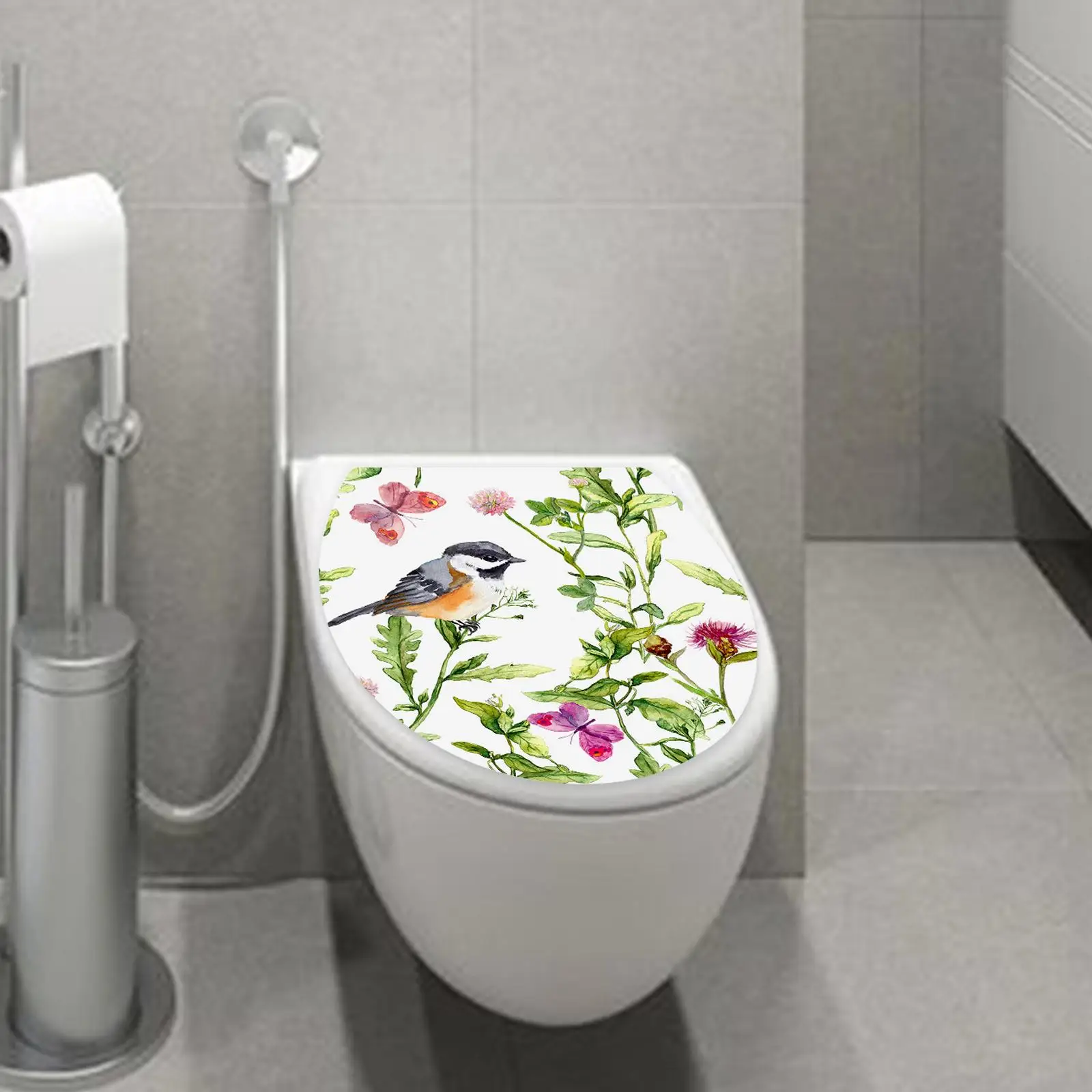 

Bouquet Toilets Stickers DIY Birds and Flowers Floral Toilet