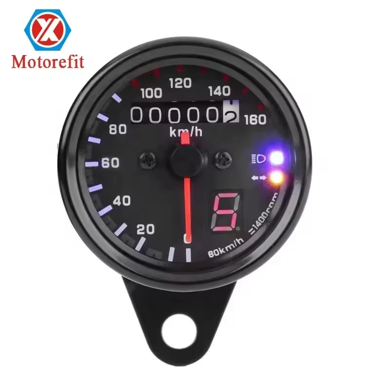 

Universal Motorcycle Dual Odometer Speedometer Gauges Gear Digital Display with LED Indicator meter