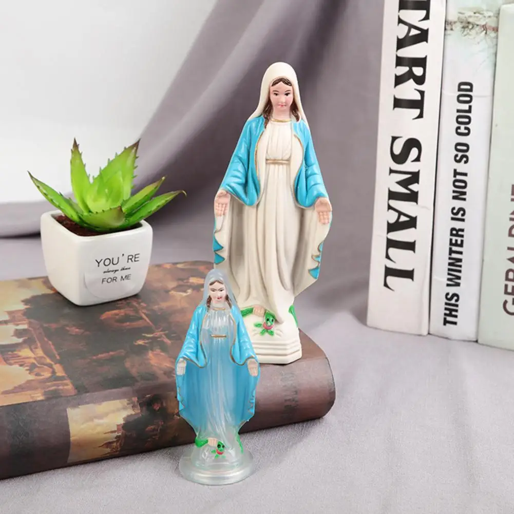 Catholic Virgin Mary Statue Woman Statue Classic Religious Gift Remarkable Details Plastic Awesome Luminous Art Figurine