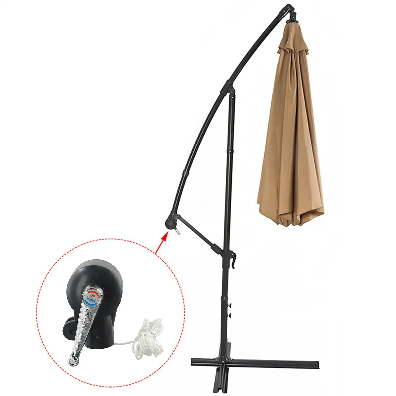 Patio Umbrella Crank Handle Sturdy Replace Parts Parasol Hand Crank Sunshade Attachment for Pool Picnic Beach Camping Garden