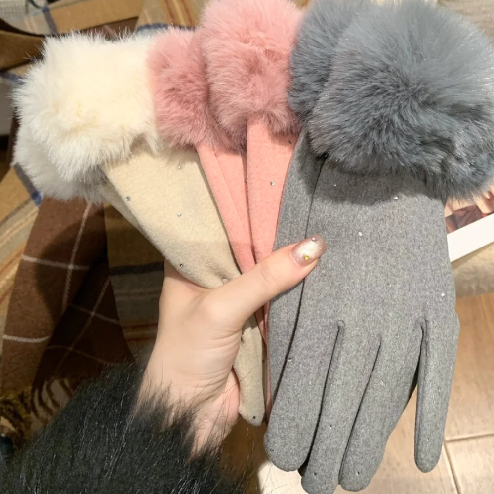 Women Winter Touch Screen Thermal Mittens Fleece Lined Gloves Elegant Soft Warm Breathable Outdoor Cycling Daily Accessories