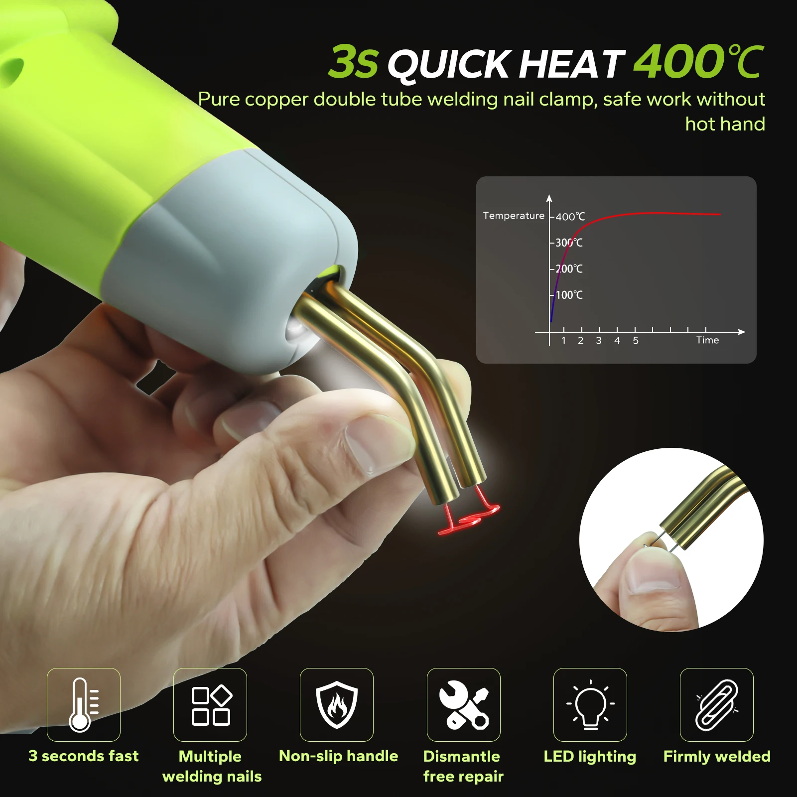 Imagem -02 - Ryobi Plástico Soldagem Tocha Prego Soldagem Arma Poderosa Ferramenta Elétrica com Luz Led Lub-pw05 600