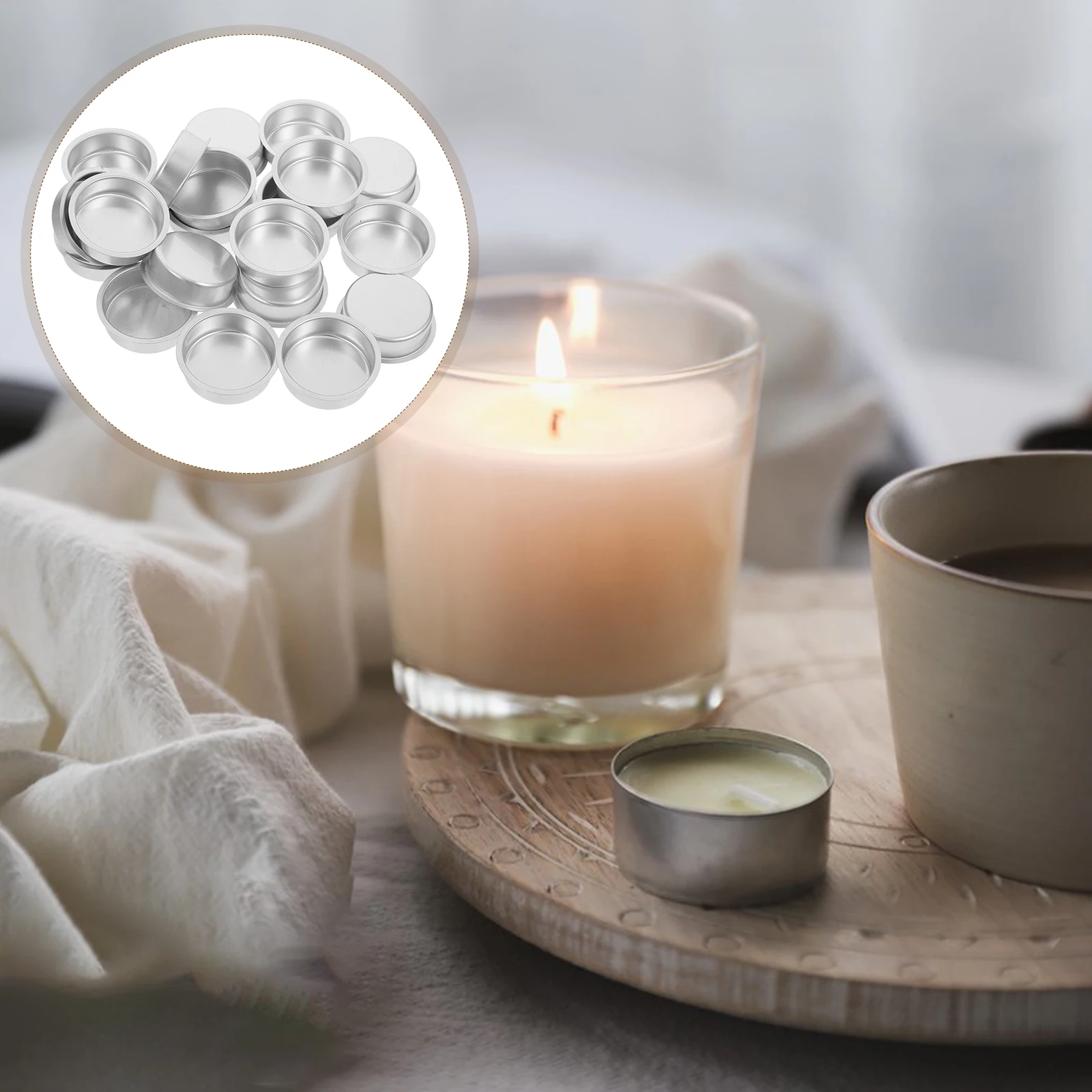

20pcs Aluminum Cups Round Tea Light Holders No Sharp Edges Empty For Diy Making Small Elegant Cup Shape Wax