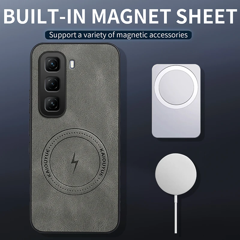 For infinix Hot 60 Pro Plus Case Luxury PU Leather Magnetic Magsafe Protective Back Cover For infinix Hot 60i 60Pro Phone Shell view 2