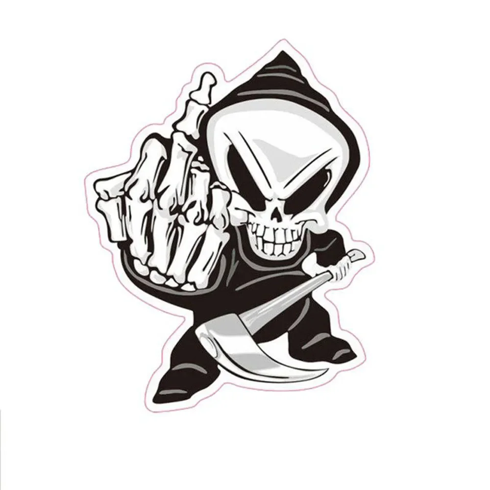 

Car Stickers New Skeleton Vertical Middle Finger Provocative Vinyl Decals Car Motorcycle Bumper Body Rear Windowdecals,10cm
