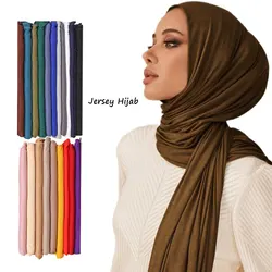 Sciarpa Hijab in Jersey di cotone modale per donna scialle elasticizzato fascia musulmana tinta unita moda marmitta lunga 170*60cm