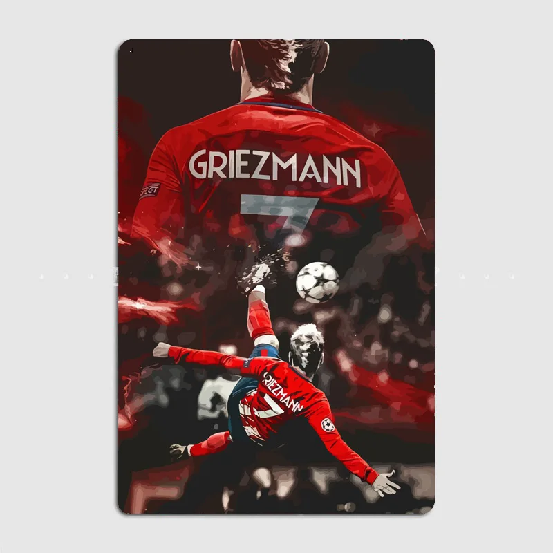 Antoine Griezmann Football Sport Player Posters Metal Sign Custom Tin Bar Wall Decor Club Drawing Room Decor Vintage Home Decor