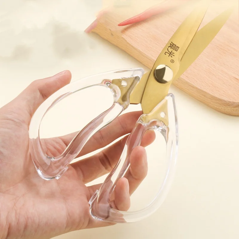 1PC Acrylic Crystal Scissors Kitchen Fish Cutting Meat Vegetables Home Art Sewing Cloth Leather Paper Tailor Office Garden New