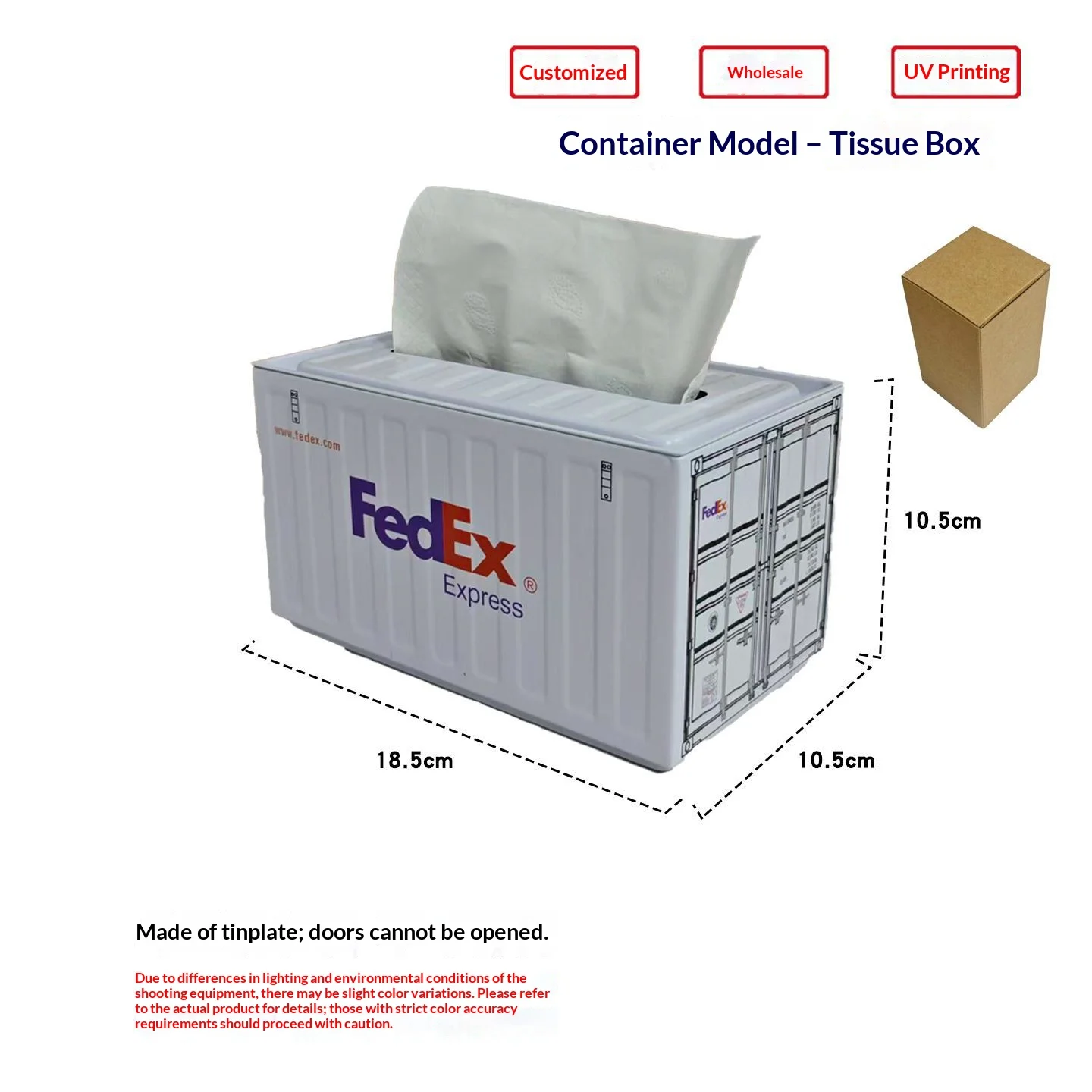 Container Model Metal Tissue Box Enterprise Promotion Iron Freight Compartment Box Extraction Type Tissue Box