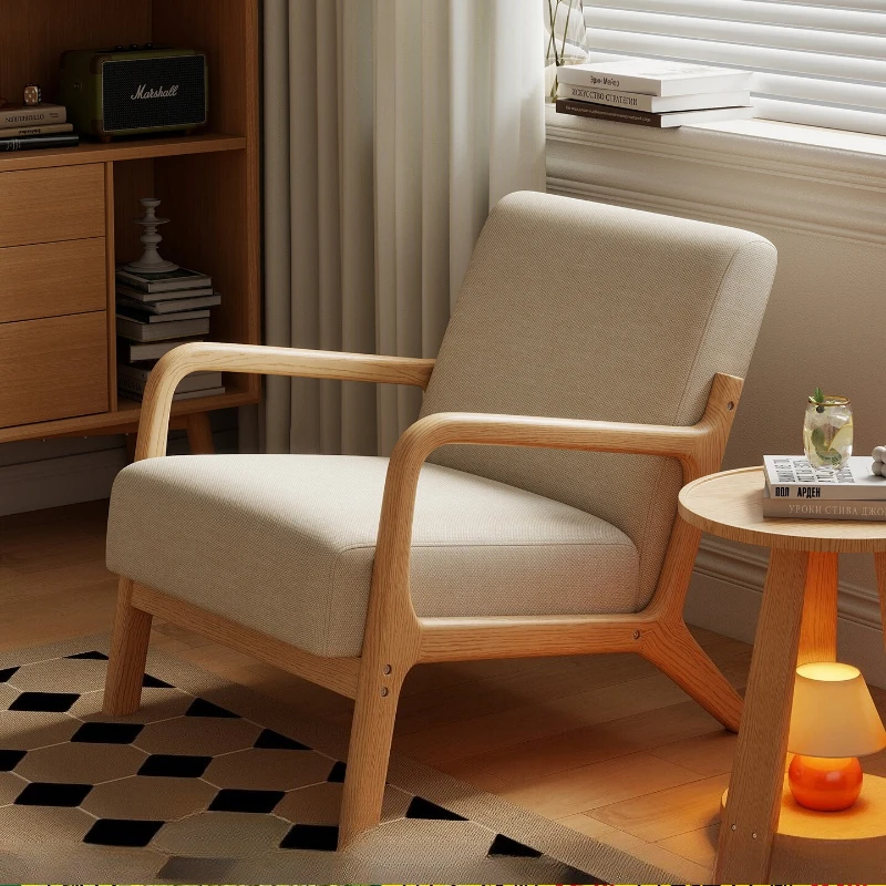 

living room chair Solid wood Contemporary balcony leisure single sofa chair study Lounge krzesla do jadalni small sofa seat