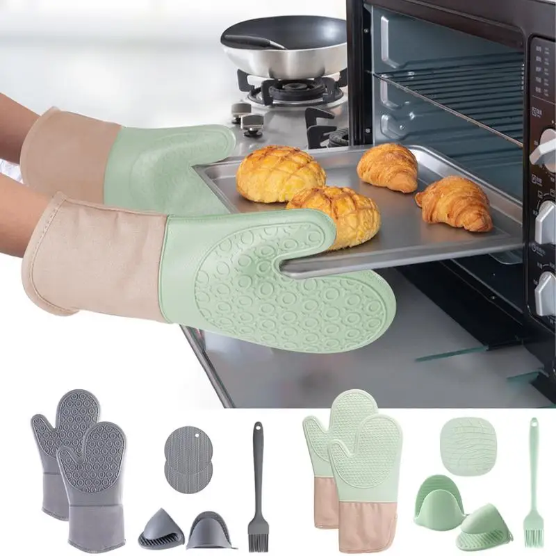 

Oven Mitts And Pot Holders Set Anti-scald Heat Resistant Insulation Non-slip Kitchen Tools Hot Mats And Cooking Pinch for Baking