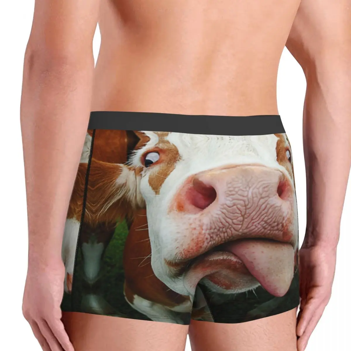 Custom Funny Cow Tongue Boxers Shorts Mens Cattle Farmer Gift Briefs Underwear Sexy Underpants