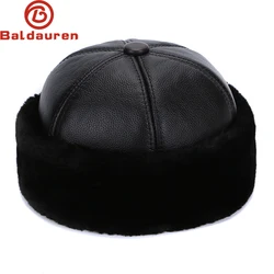 Brand New Style 2024 Retro Cowhide Bomber Hat Winter Keep Warm Caps Men Women Real Leather Cap Thick Velvet Dad Hat Leather Hat