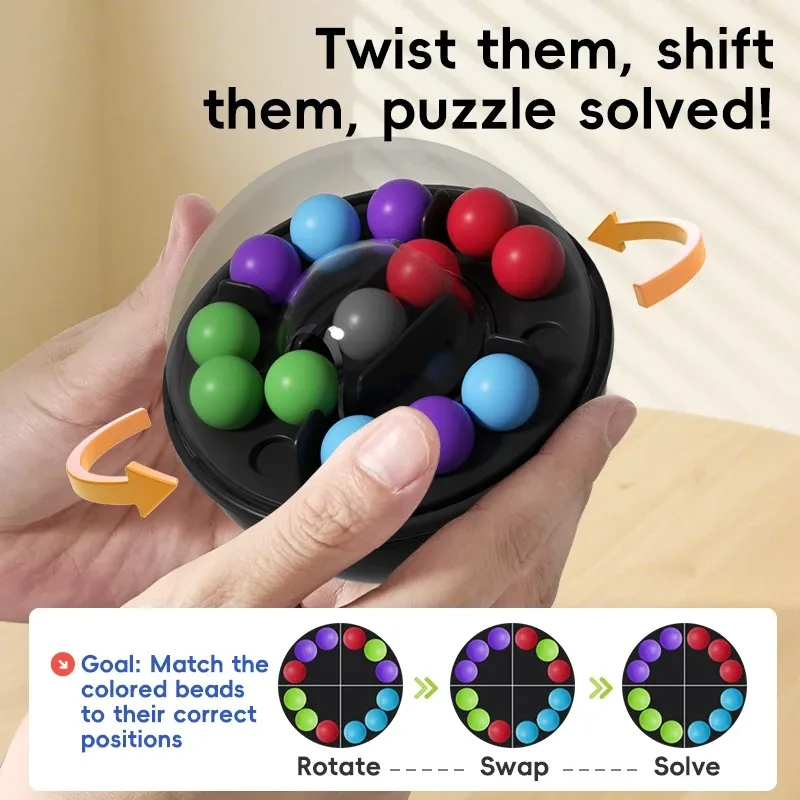 3D Magnetic Ball Rolling Puzzle Cube - Challenging Logic Game, Anti-Anxiety Fidget Toys, Educational STEM Learning Gift