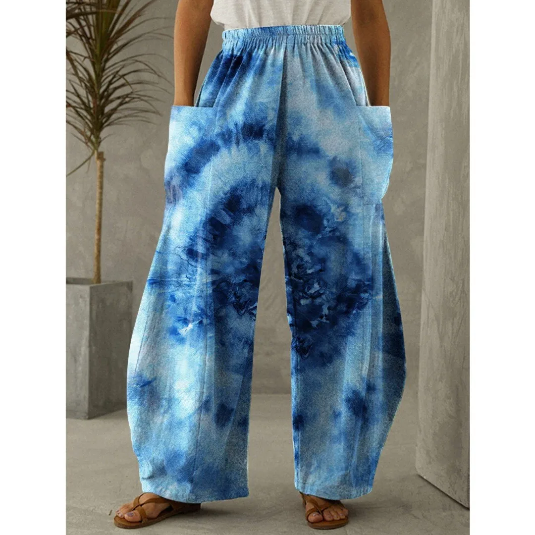 Women's Bright Color Printed Fashion Trend Pants Summer Explosive Street Casual Comfortable Women's Clothing Sports Belt Pocket