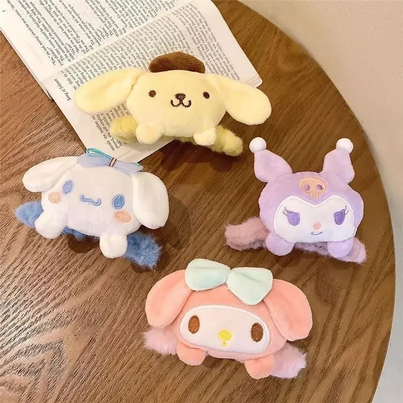 Pince à cheveux en peluche Pompompurin cannelle Kuromi, taille XXL, accessoires pour cheveux de dessin animé mignon pour femmes et filles, cadeau Kawaii