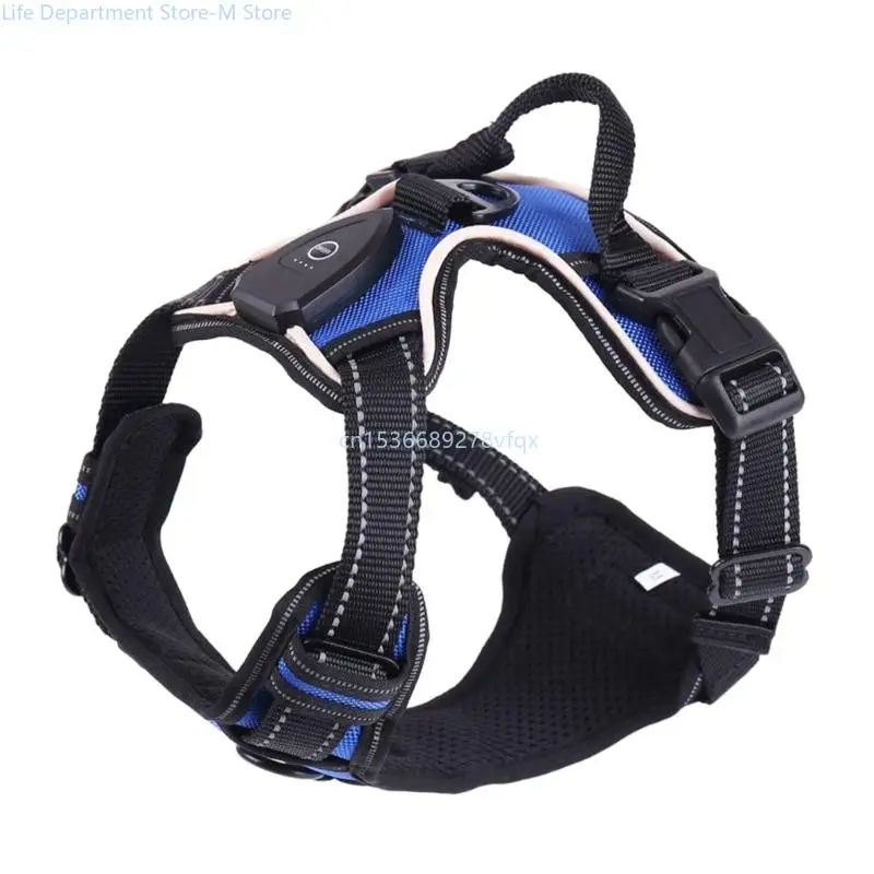 Dog Anti Escape Chest Back Harness LED Dog Vest Leash for Outdoor Walk