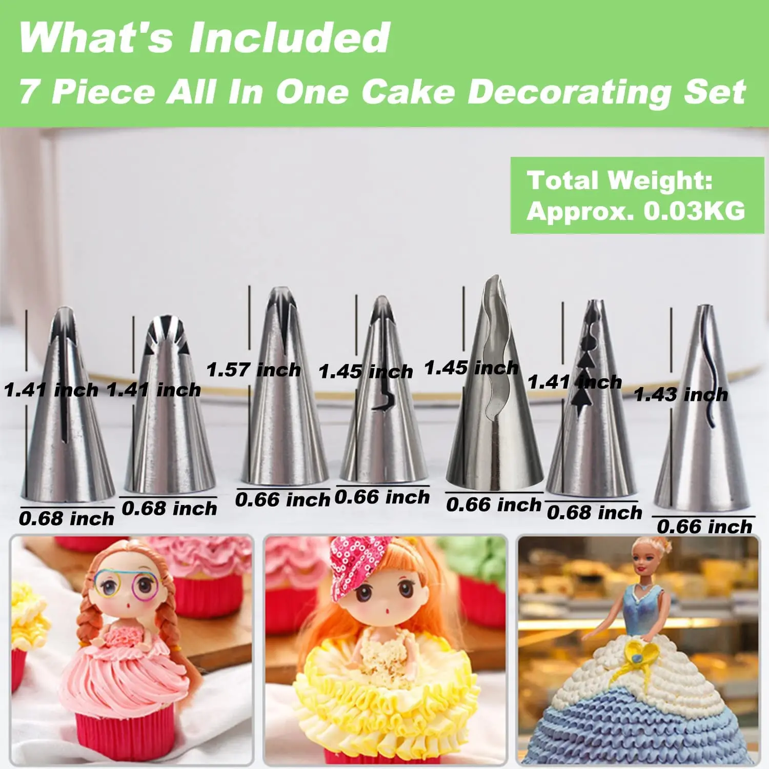 7Pcs Large Metal Cake Cream Decoration Tips Set Pastry Tools Stainless Steel Piping Icing Nozzle Cupcake Head Dessert Decorators