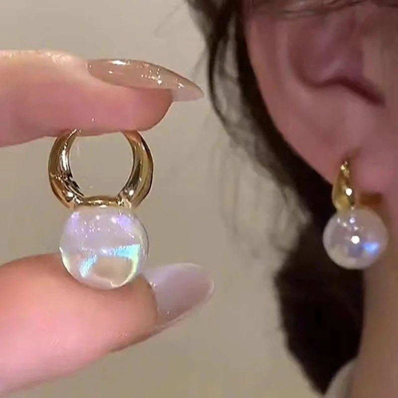 Vintage Schillernde Perlen-Tropfenohrringe für Frauen Exquisite Süße Geometrische Creolen Einfacher Lässiger Vielseitiger Schmuck Geschenk