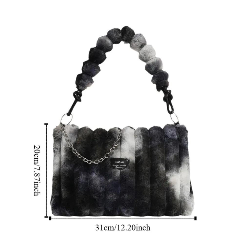 カジュアルなヨーロッパとアメリカのスタイルのふわふわしたハンドバッグ、チェーンデザイン、ジッパー開閉、ショルダーバッグ、高級感のあるソフトなクロスボディバッグ、旅行用