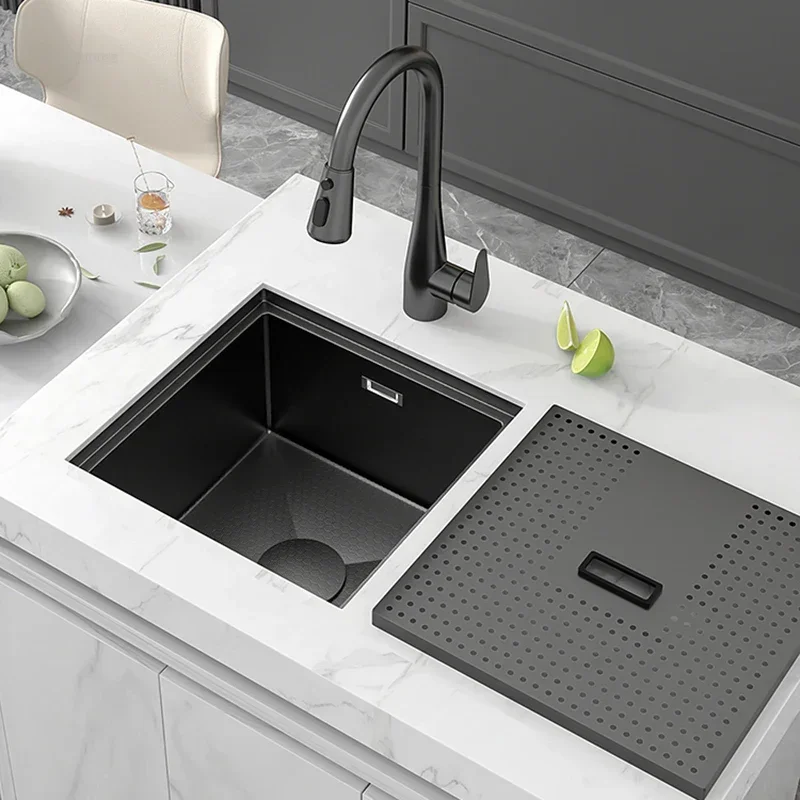 Nordic Honeycomb Embossed Kitchen Sinks Small Bar Invisible Single Slot with Cover Home Hidden Island Sink Accessories C