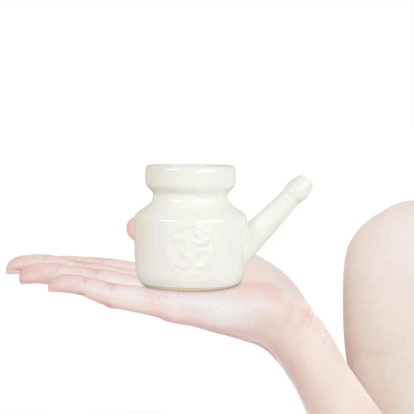 2xCeramic Neti Pot tahan bocor Sinus bilas Pot tahan lama untuk hidung pembersihan 350ml putih