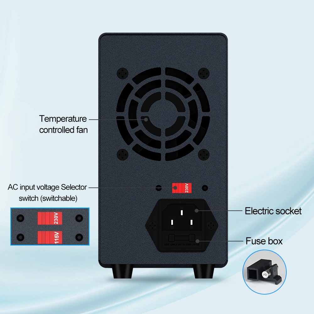 Einstellbares DC-Netzteil 30V 5A 10A Schaltnetzteil für Labor und Werkstatt, stabilisierte Spannungsquelle zur Reparatur, 60V 5A 120V 3A 160V 2A – Detail 7