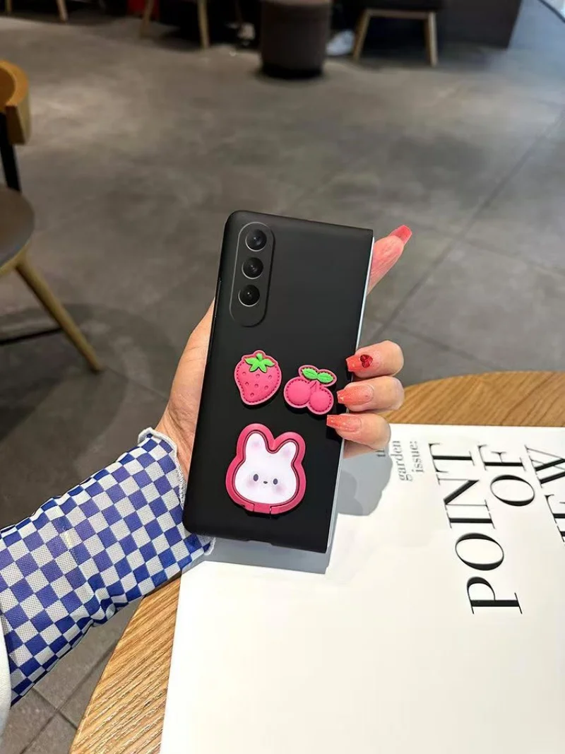 Funda de teléfono con soporte de conejo coreano de lujo para Samsung Galaxy Z Fold 7 ZFold 6 ZFold 5 Z Fold 4 Z fold 3 Z Fold 2 funda trasera