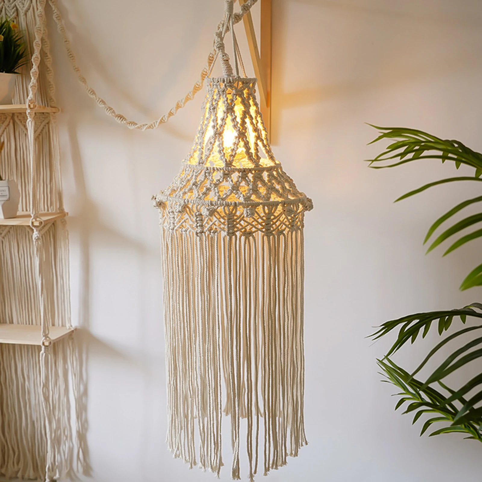 Paralume in macramè intrecciato a mano squisito Boho lampada a sospensione copertura lampadario di casa in famiglia Hotel decorazione di cerimonia