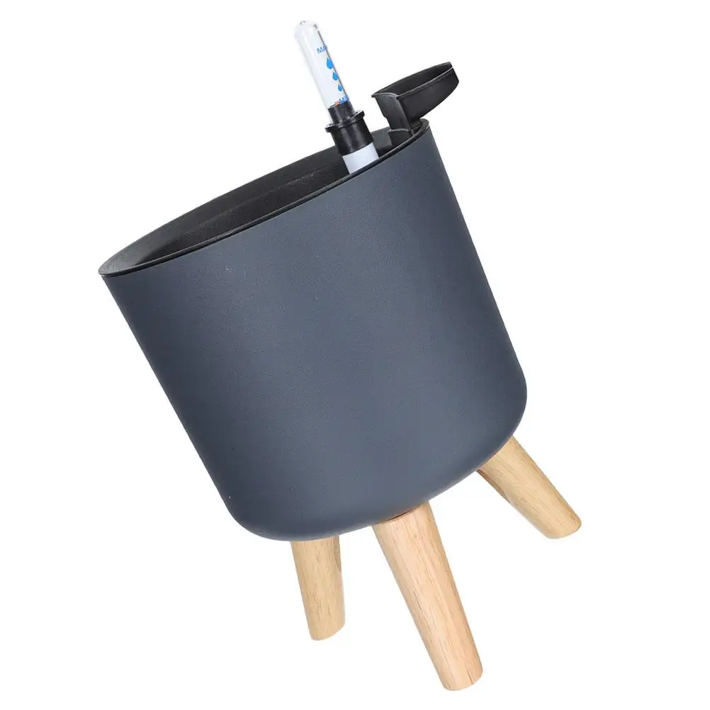

Self Watering Flower Pot Automatic Grey Small Modern Level Indicator Indoor Balcony Standing tripod style pots