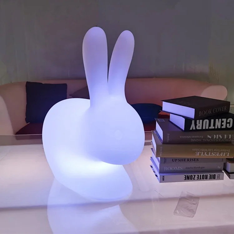 Rechargeable Plastic Rabbit Desk Lamp Decoration Lamp Bunny Night Light with USB charge for Garden Home Bedroom Party wedding