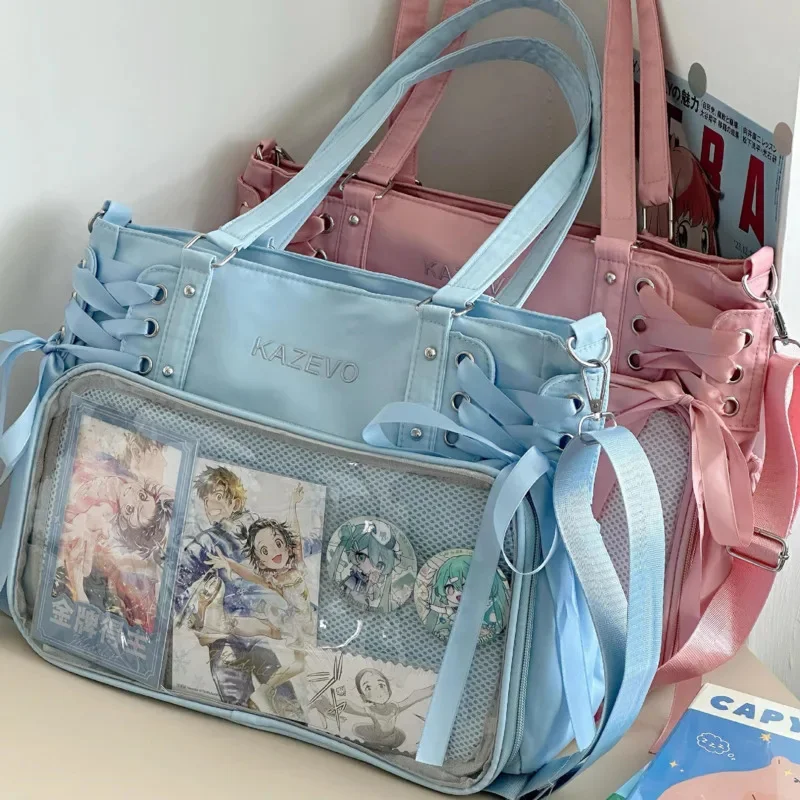 Y2K Korean Itabag Ins Student Class Bag For Girls Transparent Japan Sweet Girl Shoulder Crossbody Bag Large Appetite Itabag New