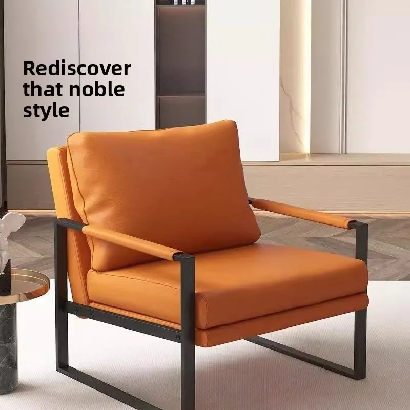 New Light Luxury Iron Frame Single Sofa Chair Modern Indoor Seat for Living Bedroom Cafe Reception Area