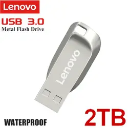 Lenovo 2TB USB Flash Drives Waterproof Metal Flash Usb Memory Stick Black Pen Drive Creative Business Gift Silver Storage U Disk