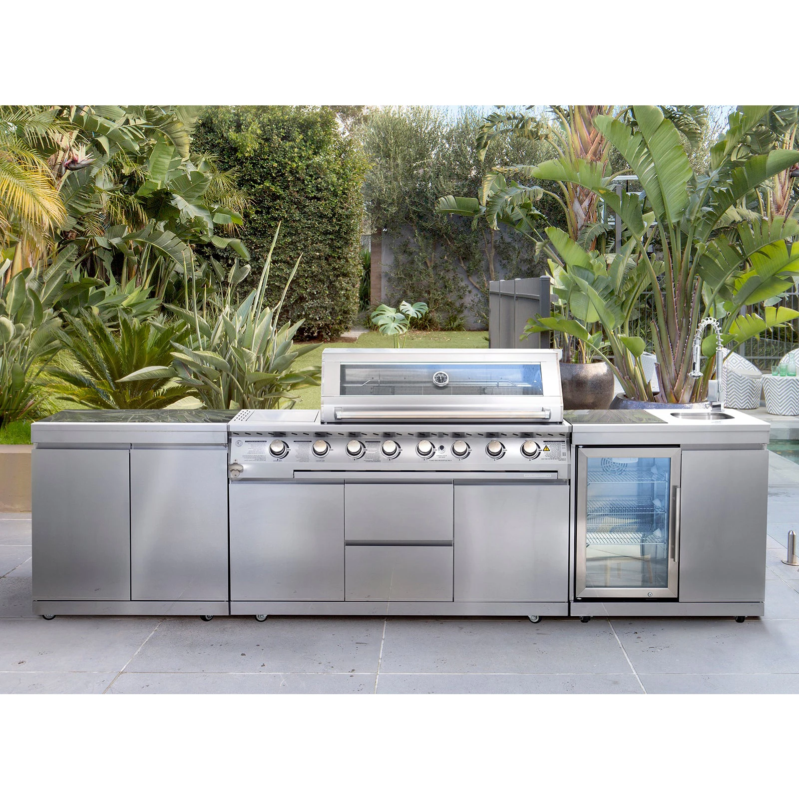 Stainless Steel Outdoor Kitchen with Sink and Grill Classic BBQ Grills for Outdoor Use