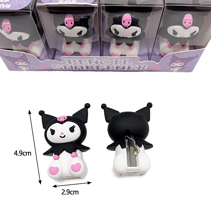 Imagem -06 - Sanrio Silicone Mini Manual Apontador de Lápis Olá Kitty Kuromi Melody Desenhos Animados Bonitos Único Buraco Estudante Material Escolar