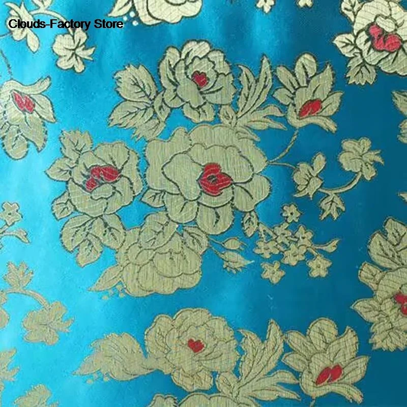 Jacquard Brocade Fabric By Meters for Cheongsam Dress Clothes Bag Pillowcase Diy Sewing Smooth Soft Flower Needlework Cloth Red