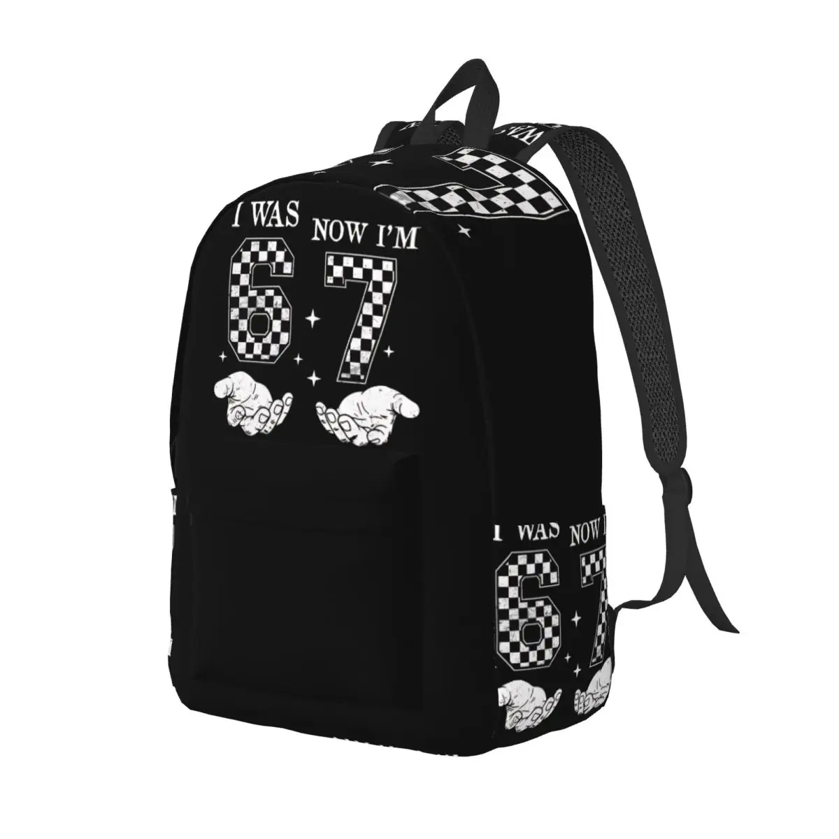 I Was 6 Now I'm 7 Year Old Birthday 67 Meme Six Seven Casual Backpack Student Work Daypack for Men Women College Shoulder Bag