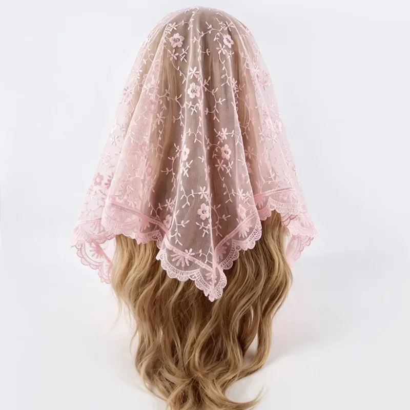 French white lace headscarf temperament sweet triangle scarf headscarf spring and summer seaside photo headgear hair accessories