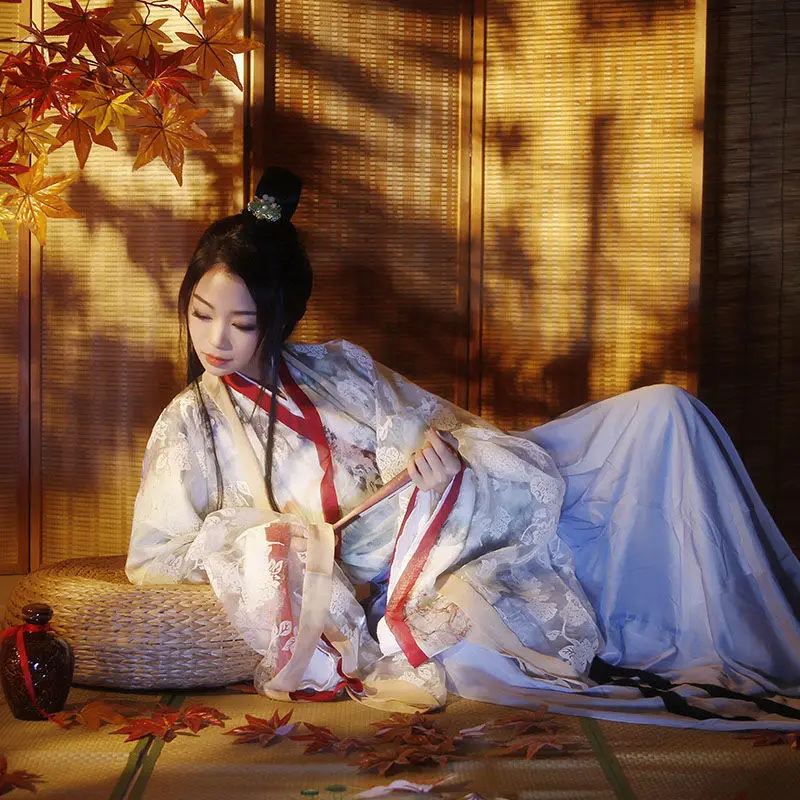 Ensemble de robe Hanfu de style chinois pour femmes, broderie de fleurs traditionnelle, robe de princesse élégante, costume de scène de danse douce de la dynastie Tang