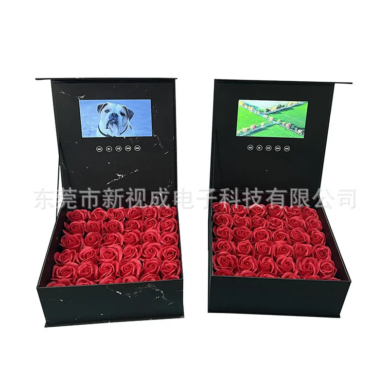 Customized. Factory 7inch Screen Video Box Book-shaped Box Rose Box Box with Screen LCD Jewelry Box