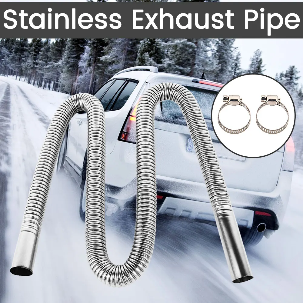 Exhaust Pipe 120/200CM Stainless Steel Exhaust Hose Diesel Gas Vent Hose with 2 Exhaust Clamp for Car Air Diesel Parking Heater