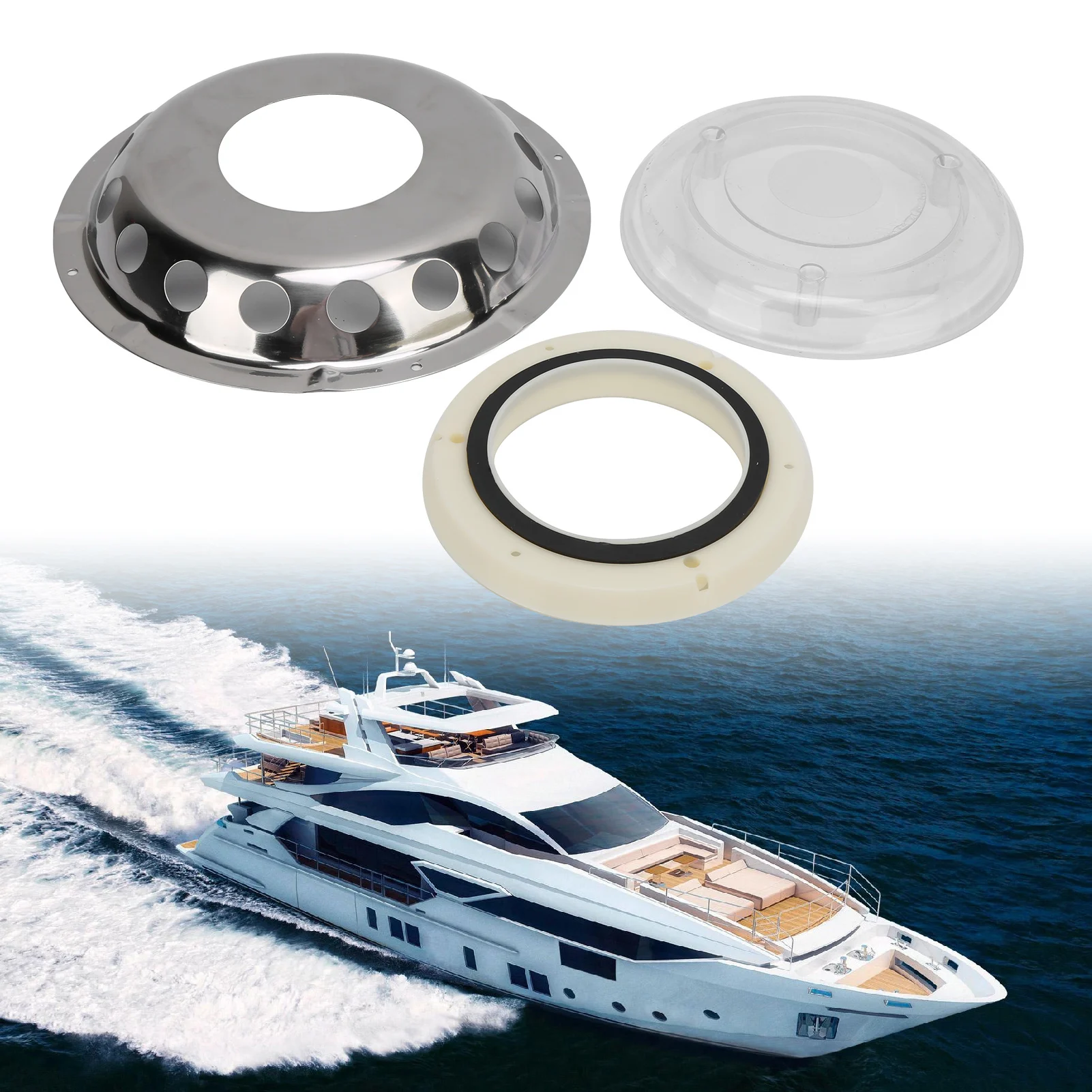 Stainless Steel Marine Air Vent Ventilation Window Boat Hardware Fitting With Transparent Center For Yacht Vessel