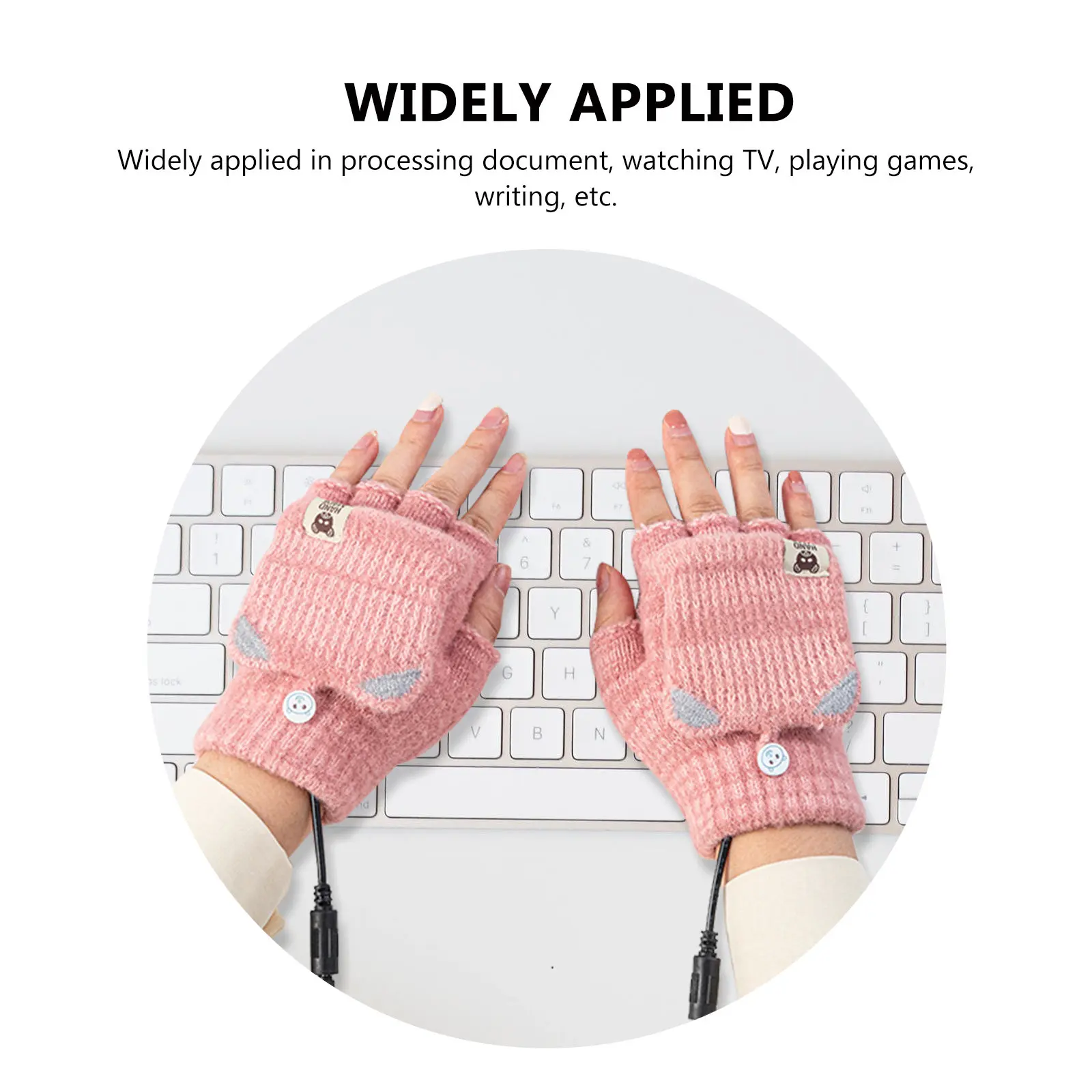 

1Set Heated Gloves Cotton Knitted Half Finger Mitten USB Heating Winter Hands Warmer Unisex Thermal Gloves for Typing Gaming