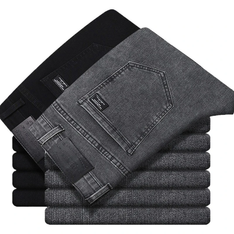 Men's New Stretch Straight Jeans Business Versatile Trendy Youth Casual Regular Long Pants for Spring Autumn Male Denim Trousers